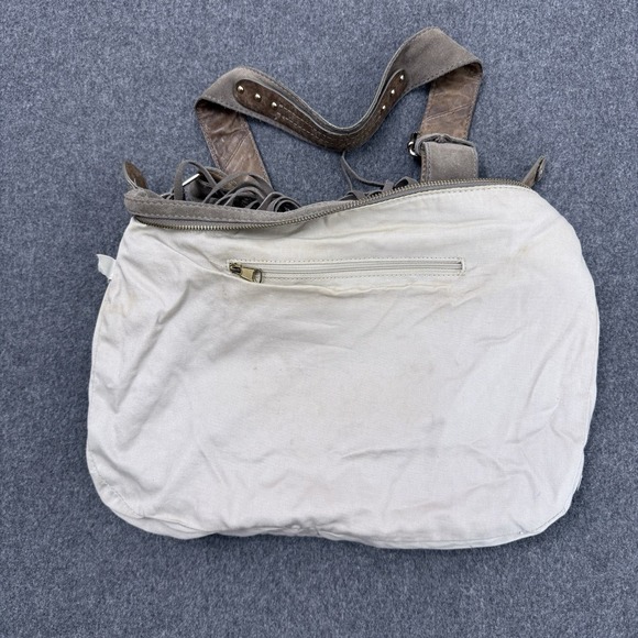 GAP 100% Cow Suede Fringe Hobo Shoulder Bag Boho Western Taupe - Picture 9 of 13